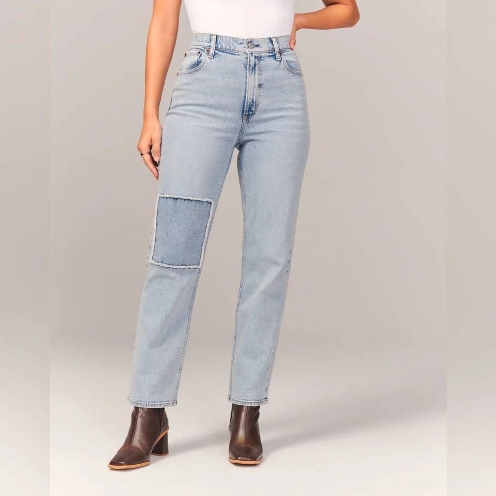 Abercrombie‎ Curve Love Ankle Straight Jeans 30 10L Ultra High Rise Patch Denim